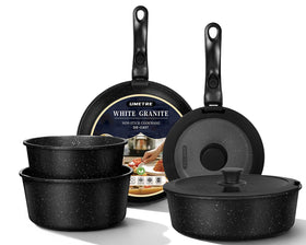 UMETRE pots and pans set with removable handle for versatile cooking.