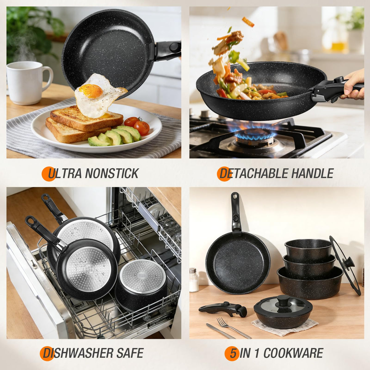 UMETRE stackable design saves space in cabinets and RV storage.