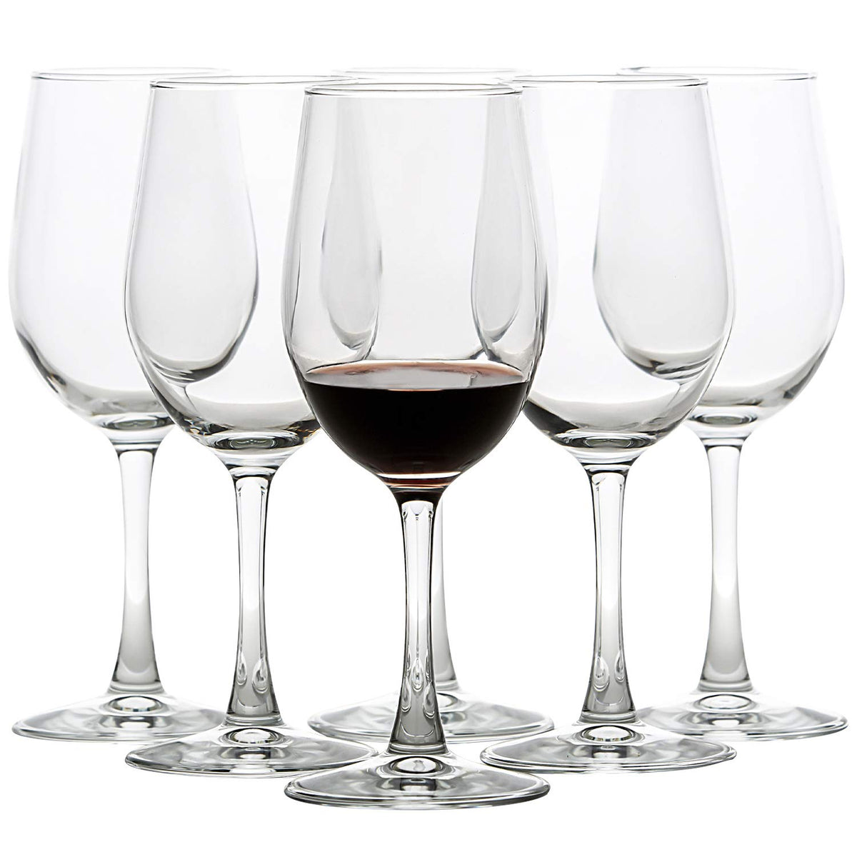 UMI UMIZILI 12oz wine glasses set of 6 on table, clear visibility for red or white wines