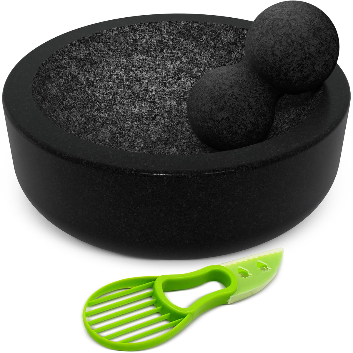 UMIEN granite mortar and pestle 8-inch, sturdy for grinding spices.
