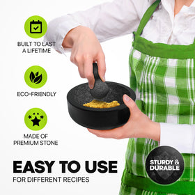 UMIEN mortar and pestle for salsa and pesto preparation.