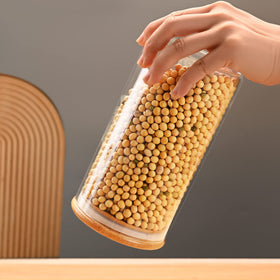 Umieo clear glass jar offers quick content visibility on your counter