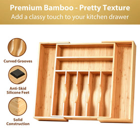 Umilife bamboo construction drawer tray offers natural durability and eco-friendly appeal.
