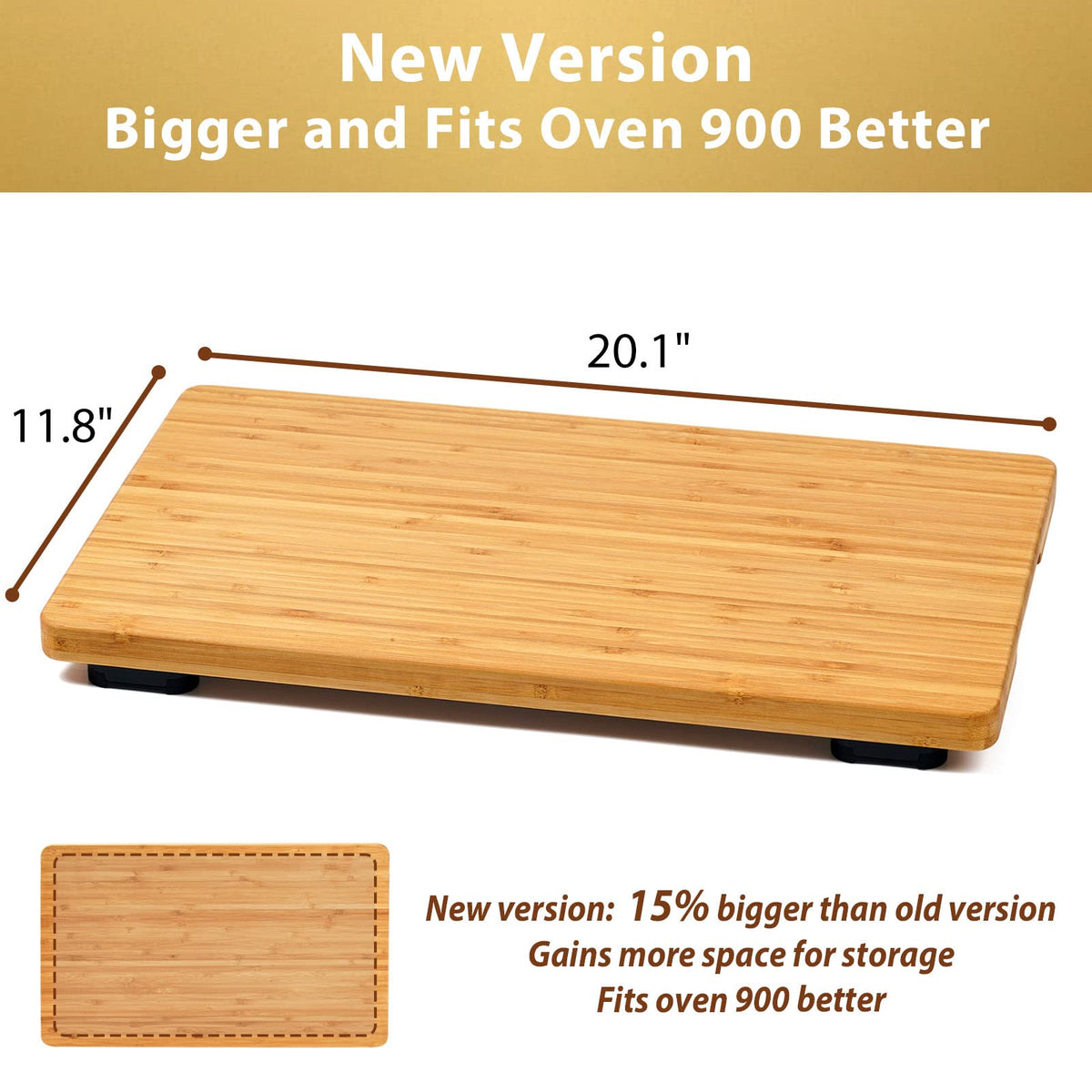Umilife bamboo cutting board with four silicone feet prevents sliding during prep.