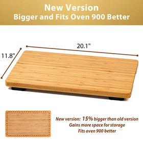 Umilife bamboo cutting board with four silicone feet prevents sliding during prep.