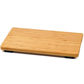 Umilife bamboo cutting board on Breville BOV900BSS oven surface, protects cabinets and prep area.