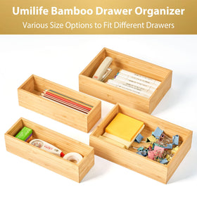 Umilife bamboo deep 2.5-inch compartment offers spacious storage for flatware