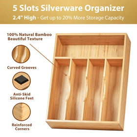Umilife bamboo-base-drawer-organizer highlights natural grain and scratch resistance.