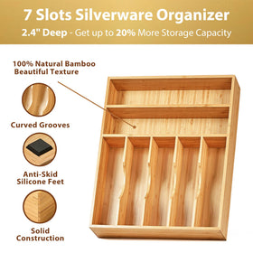 Umilife bamboo drawer organizer base adds natural durability.