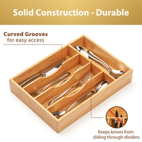 Umilife bamboo organizer close-up highlights smooth texture for easy cleaning.