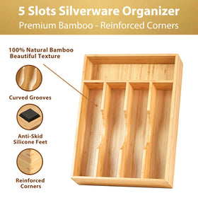 Umilife bamboo organizer compartments close-up highlights sturdy dividers.