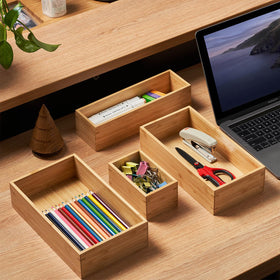 Umilife bamboo pantry and can storage for tidy shelves and quick access.