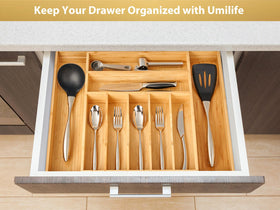 Umilife compartment-variation for utensils supports customizable storage with 7 to 9 sections.
