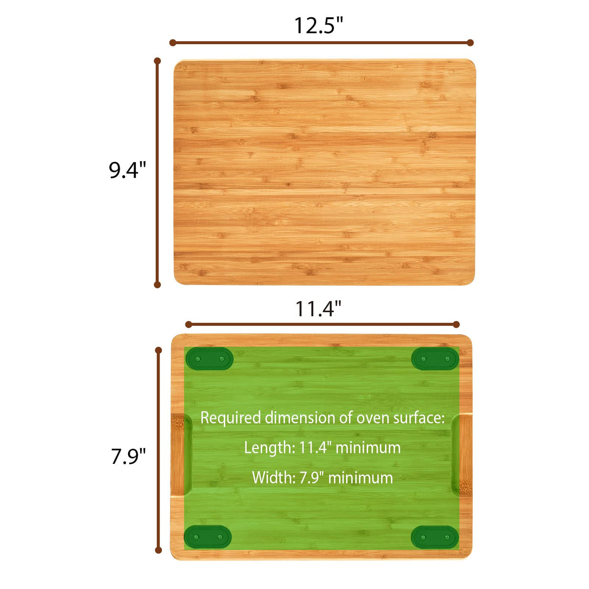 Umilife cutting board dimensions 11-4x7-9in fit on most oven tops.