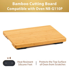 Umilife bamboo cutting board with heat-resistant feet raises 0.4 inches for airflow.