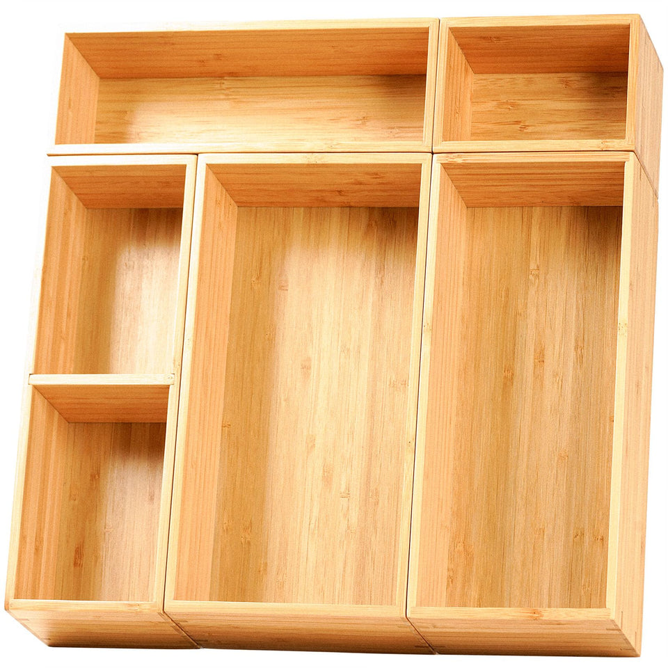 Umilife bamboo drawer organizer, 2.5-inch height, increases storage capacity.