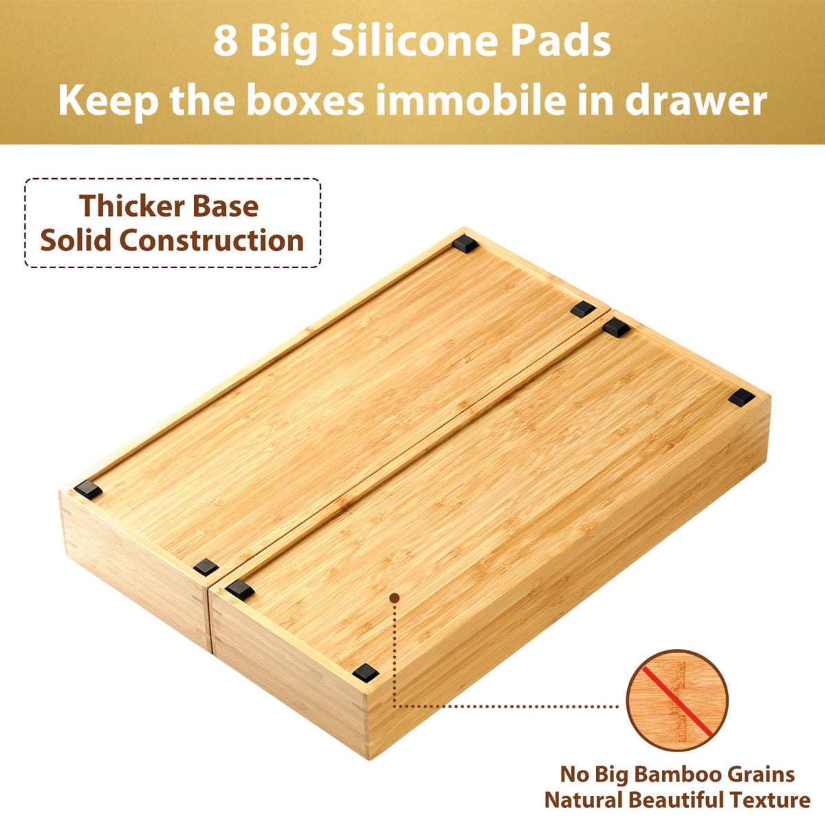 Umilife extra-deep box highlights durable bamboo construction with spacious compartments.