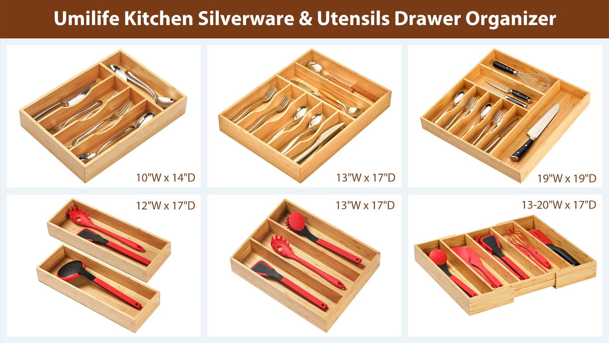 Umilife bamboo silverware tray makes a thoughtful kitchen gift