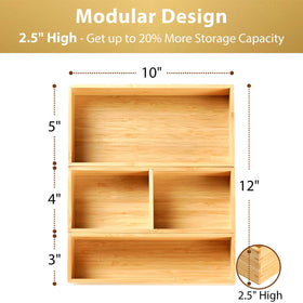 Umilife modular three-bin drawer dividers adapt to different drawer sizes.