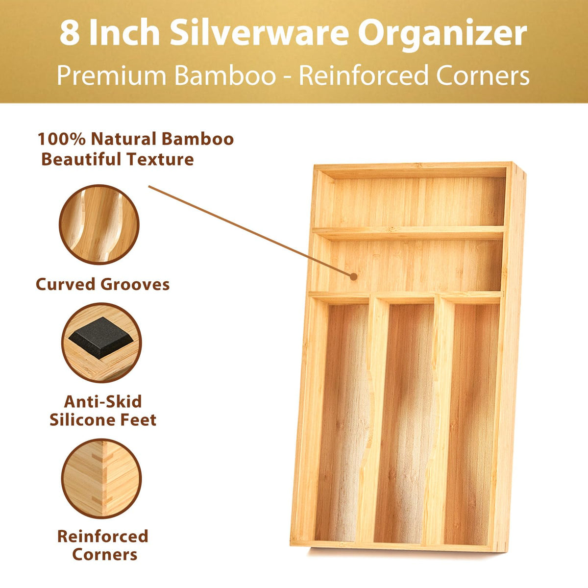 Umilife reinforced bamboo organizer shows mortise-tenon corners for durability