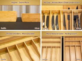 Umilife versatile drawer organizer suitable for kitchen, jewelry, or cosmetics.