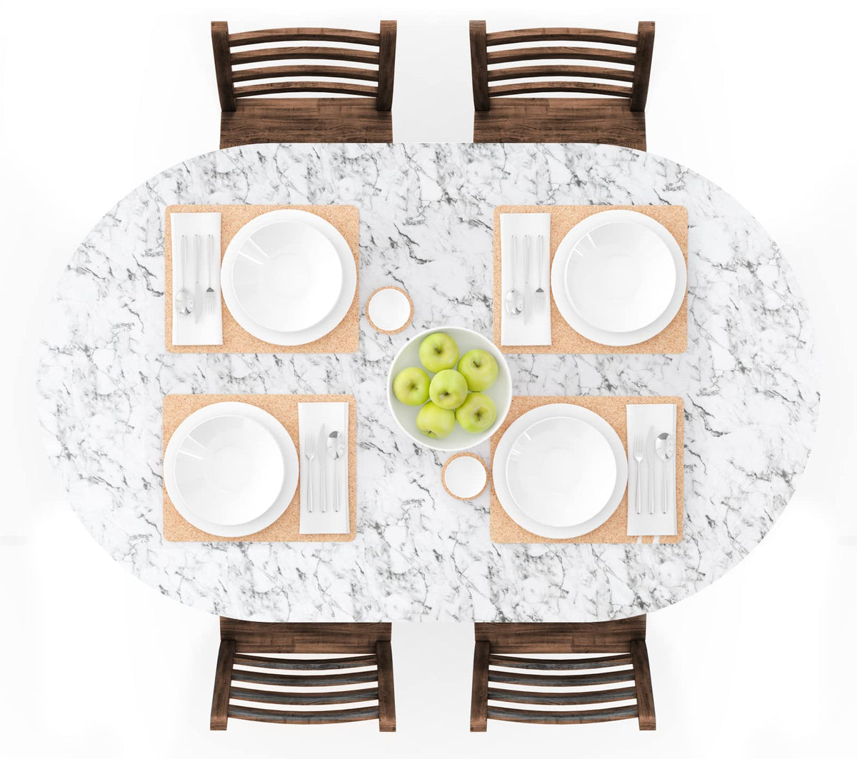 UMINEUX oval tablecloth with elastic edge keeps the dining surface secure and clean