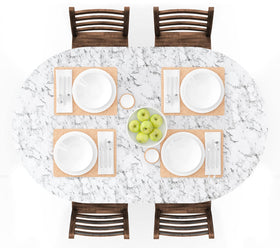 UMINEUX oval tablecloth with elastic edge keeps the dining surface secure and clean