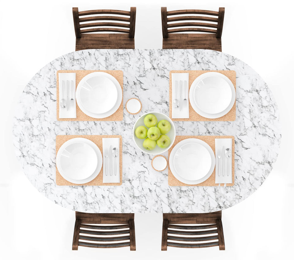 UMINEUX oval tablecloth with elastic edge keeps the dining surface secure and clean
