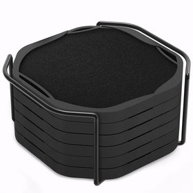 Umirro black octagon 4-inch coaster design enhances coffee table decor.
