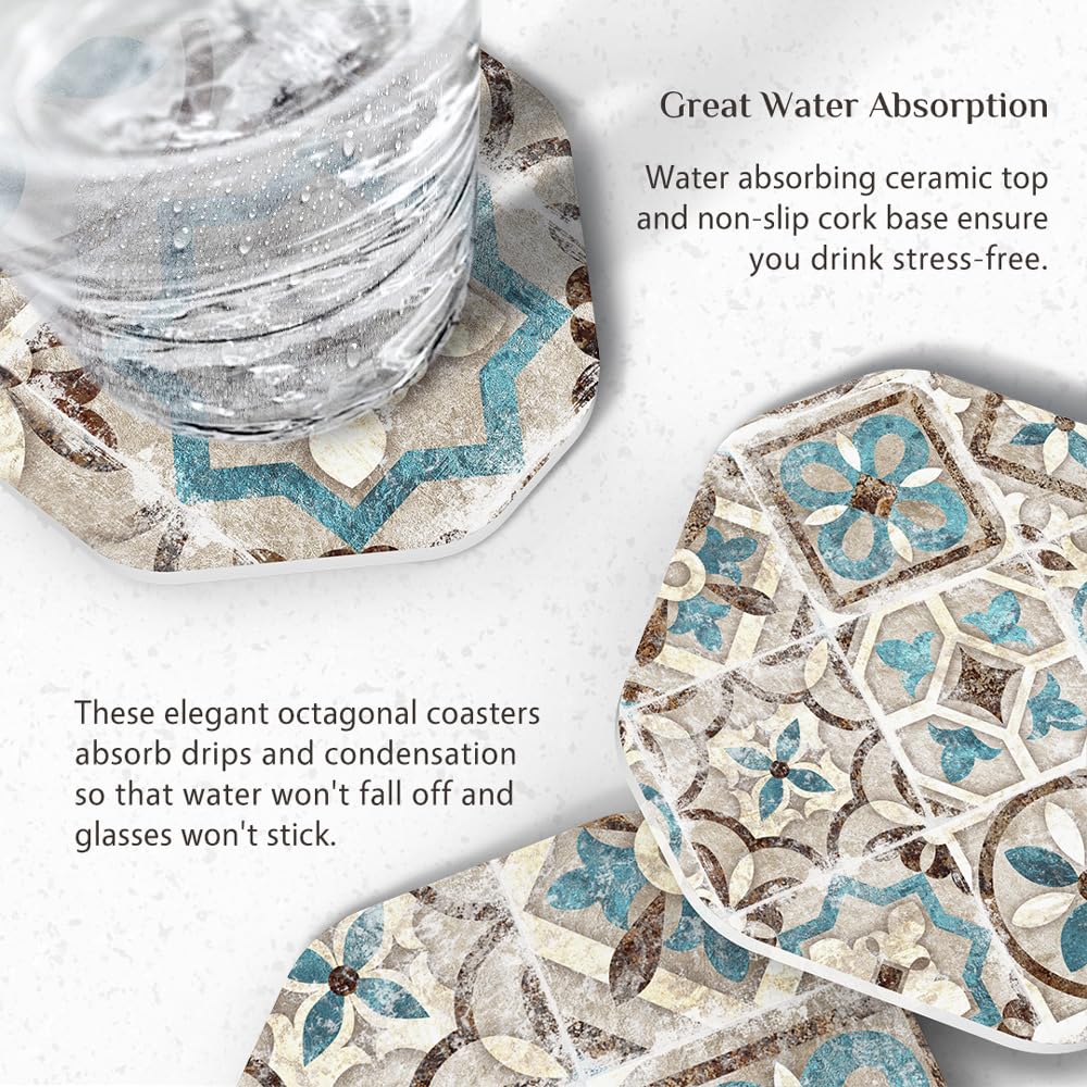 Umirro brown mandala coaster on wooden table preventing stains.