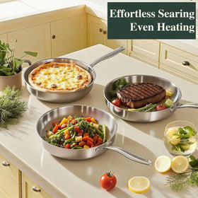 Umite Chef aluminum-core pan heats evenly for quick, consistent results.