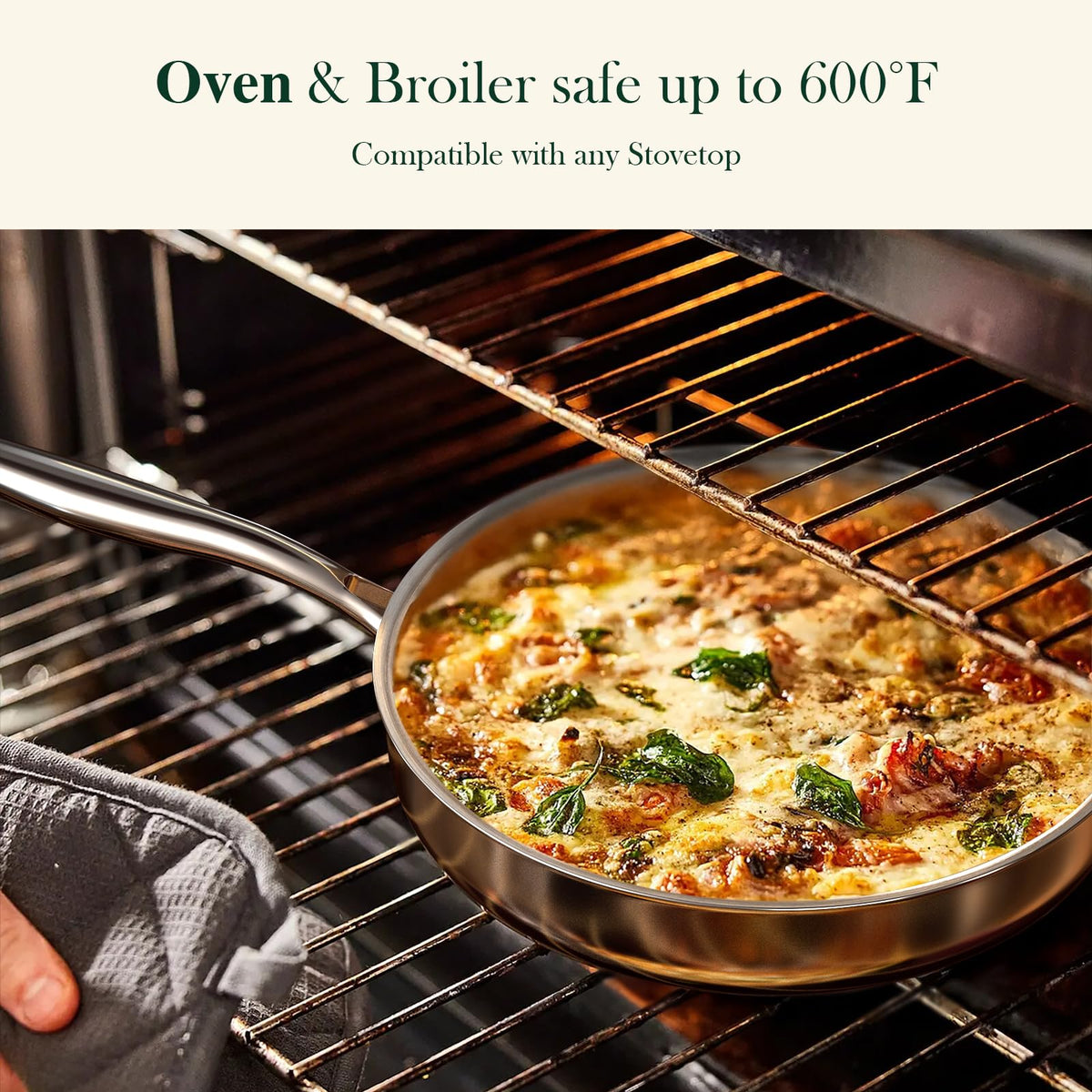 Umite Chef exterior polished 430 stainless steel provides a durable, sleek finish.