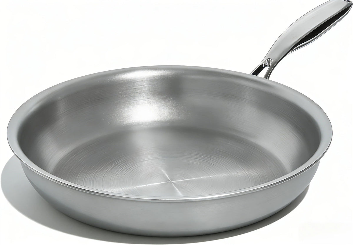Umite Chef 12-inch 5-ply frypan top view shows polished cooking surface for even heat