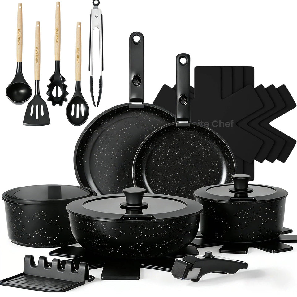 Umite Chef 21Pcs set total view, versatile starter for home cooks.