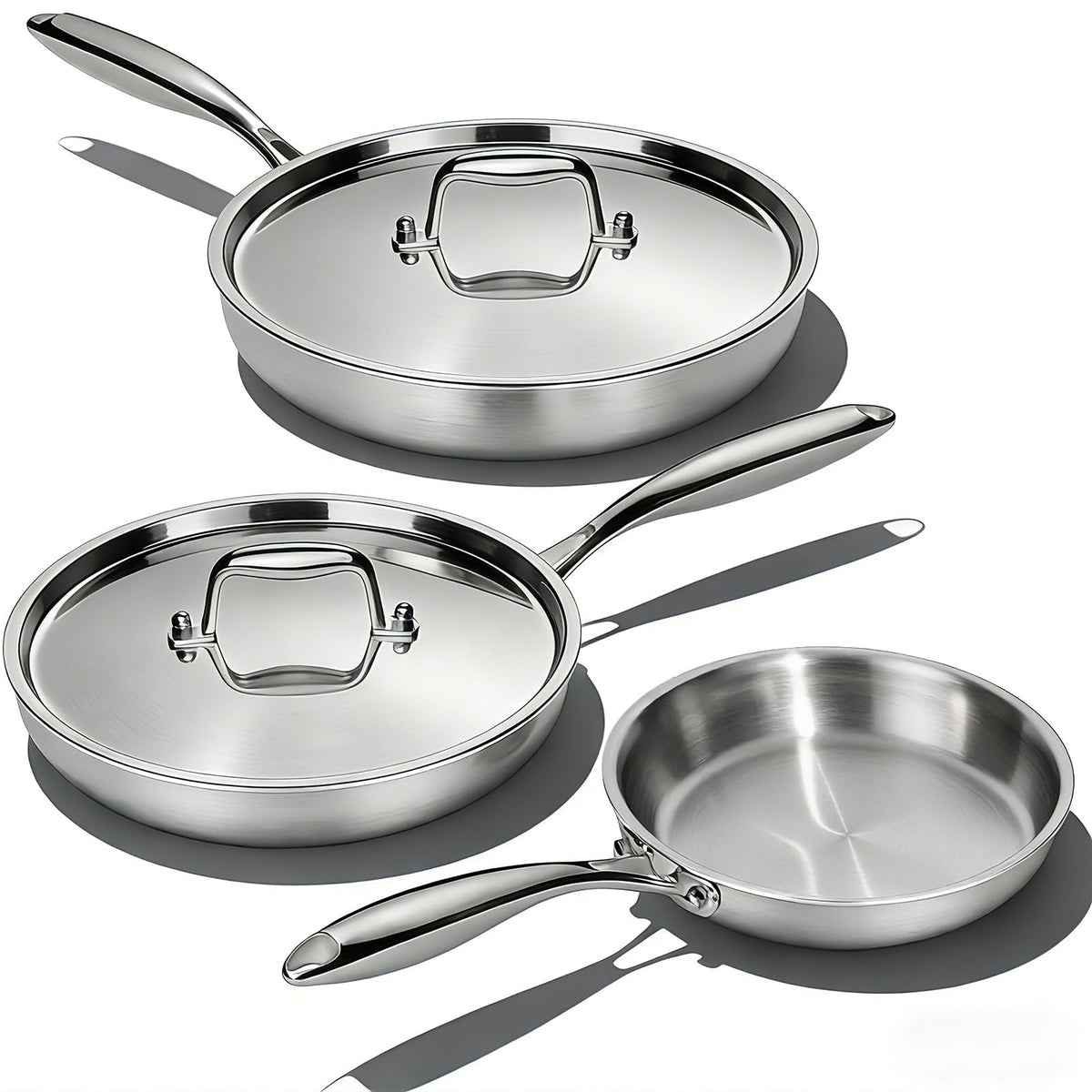 Umite Chef 3-pcs stainless pan set showing even heat for searing