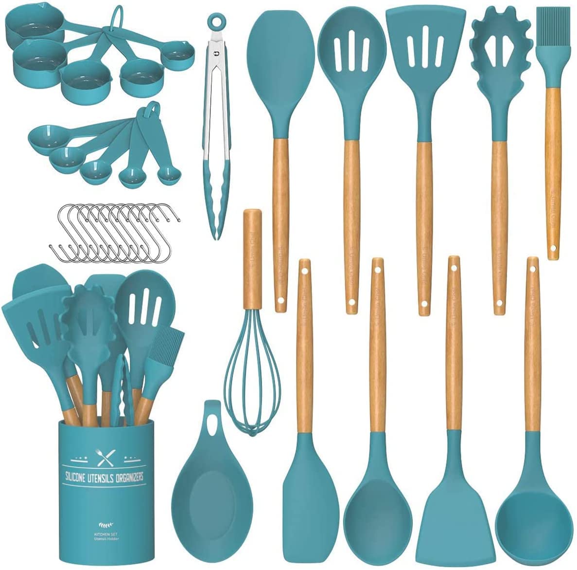 Umite Chef 33-piece utensils set on holder for organized kitchen prep