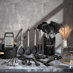 Umite Chef silicone utensils with stainless steel handle for comfortable grip and durability
