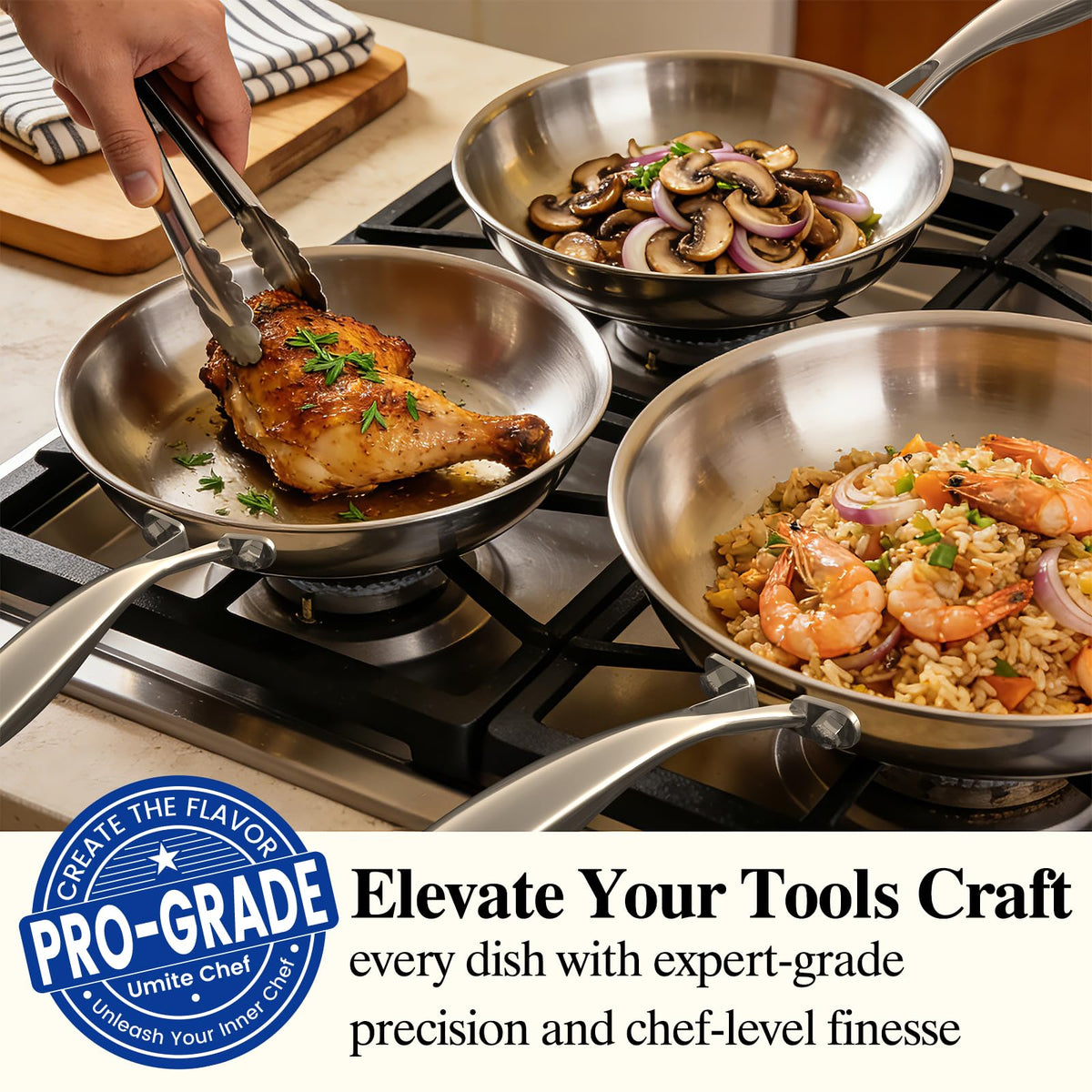 Umite Chef 5-ply fully clad construction detail