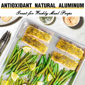 Umite Chef baking sheet up to 500F prevents warping during roasting.