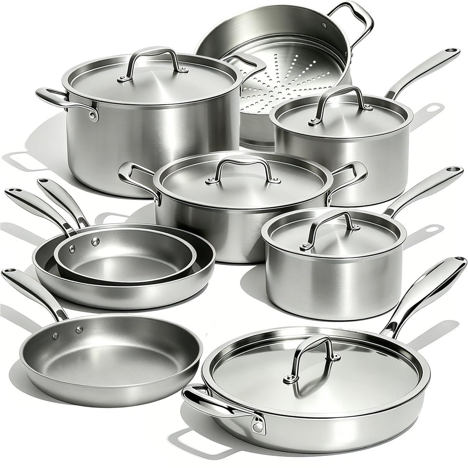 Umite Chef 5-Ply 14-piece set overview for superior heating and professional results.