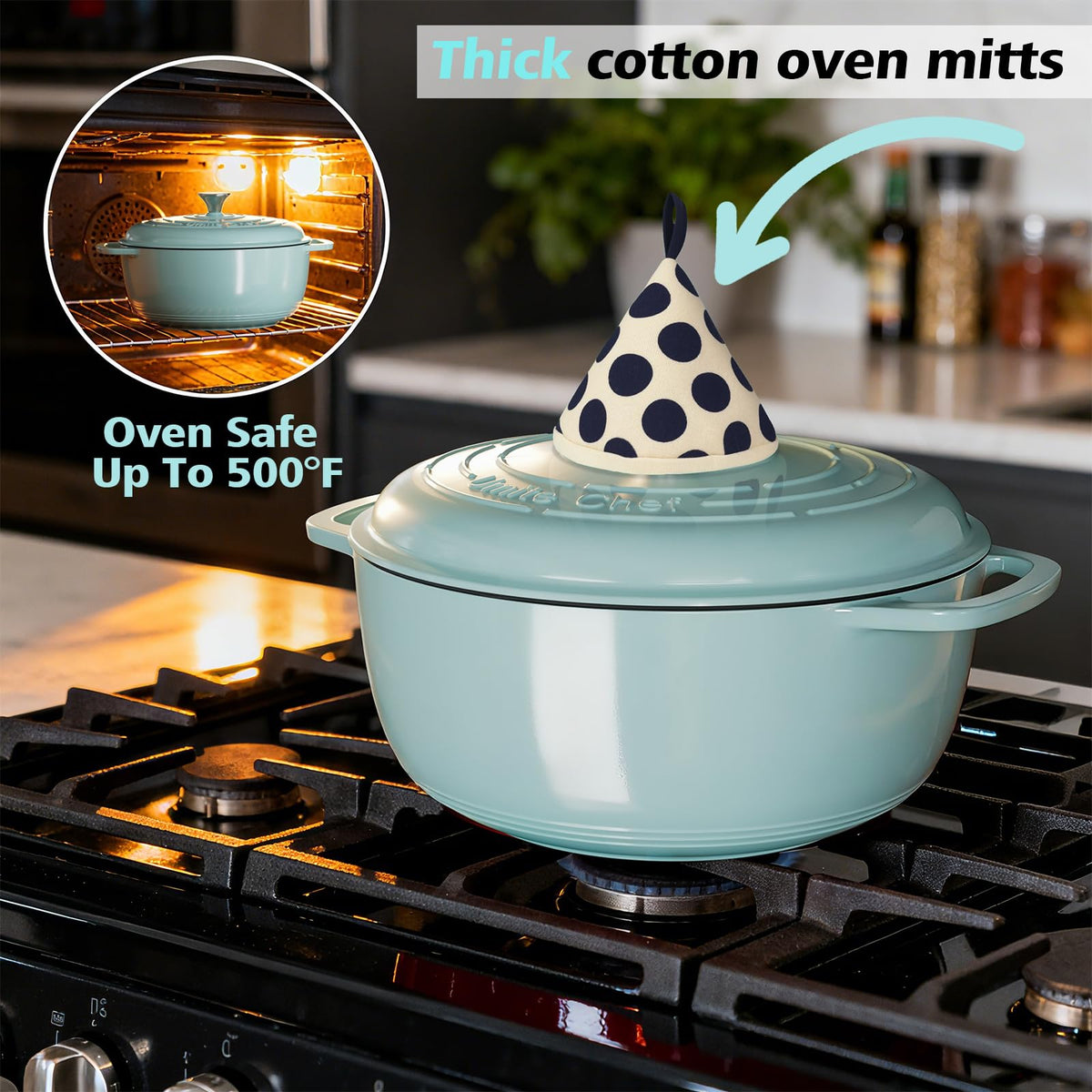 Umite Chef 6QT capacity perfect for family meals blue.