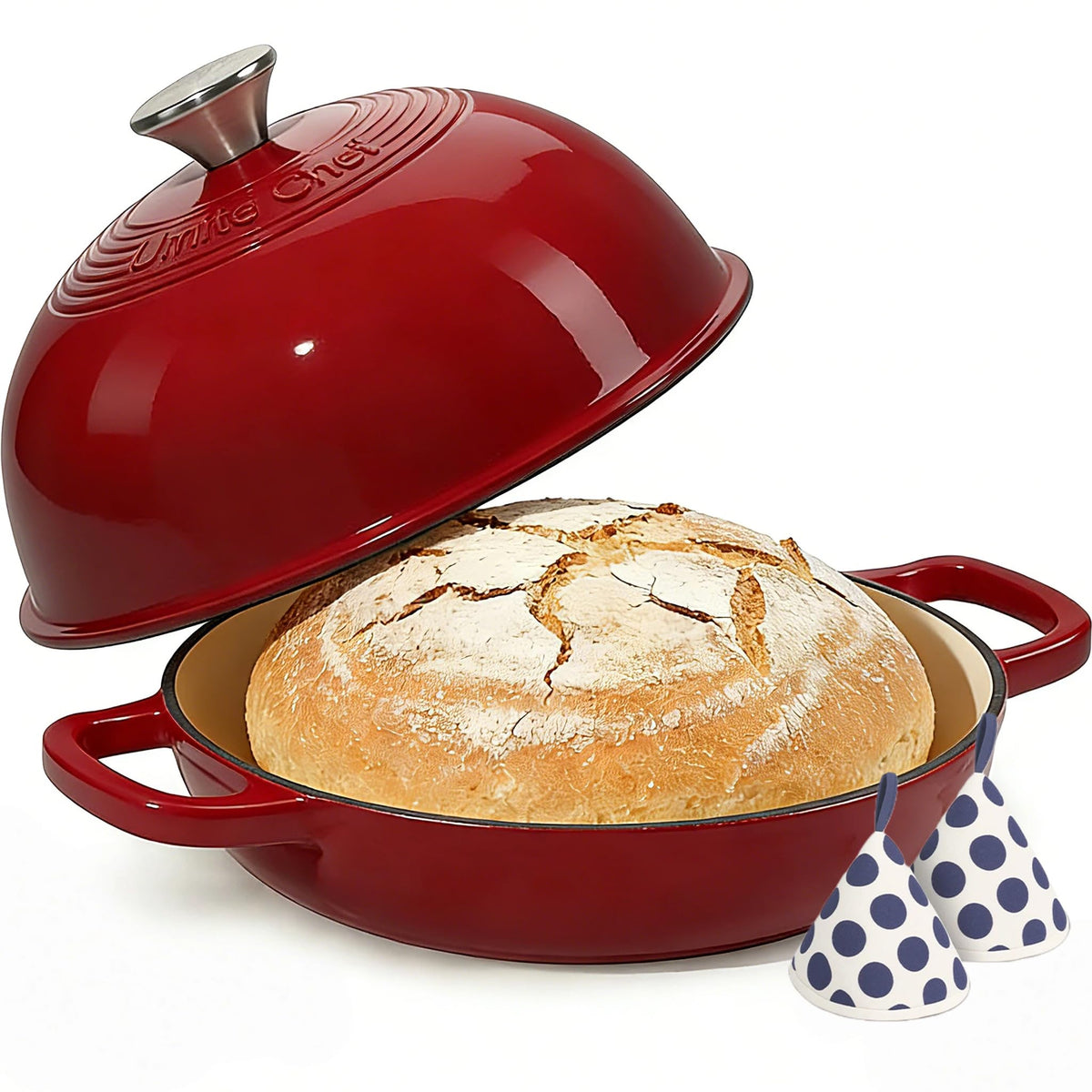 Umite Chef 6QT Dutch Oven with lid, rugged build for even heating and bakery-style results.