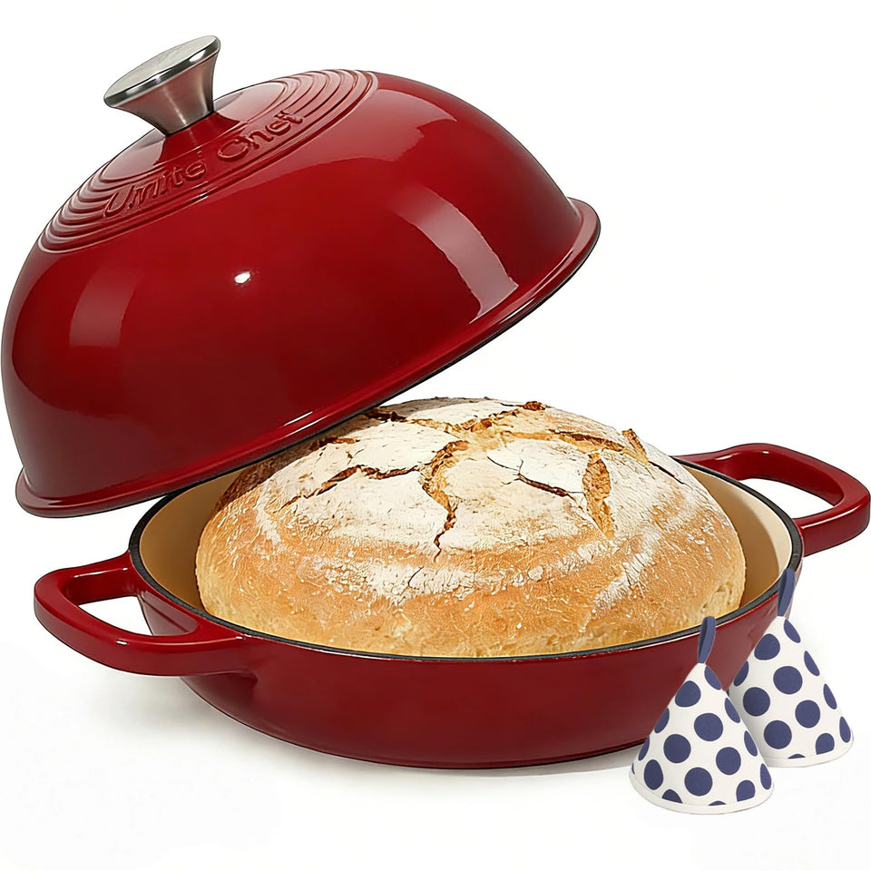 Umite Chef 6QT Dutch Oven with lid, rugged build for even heating and bakery-style results.