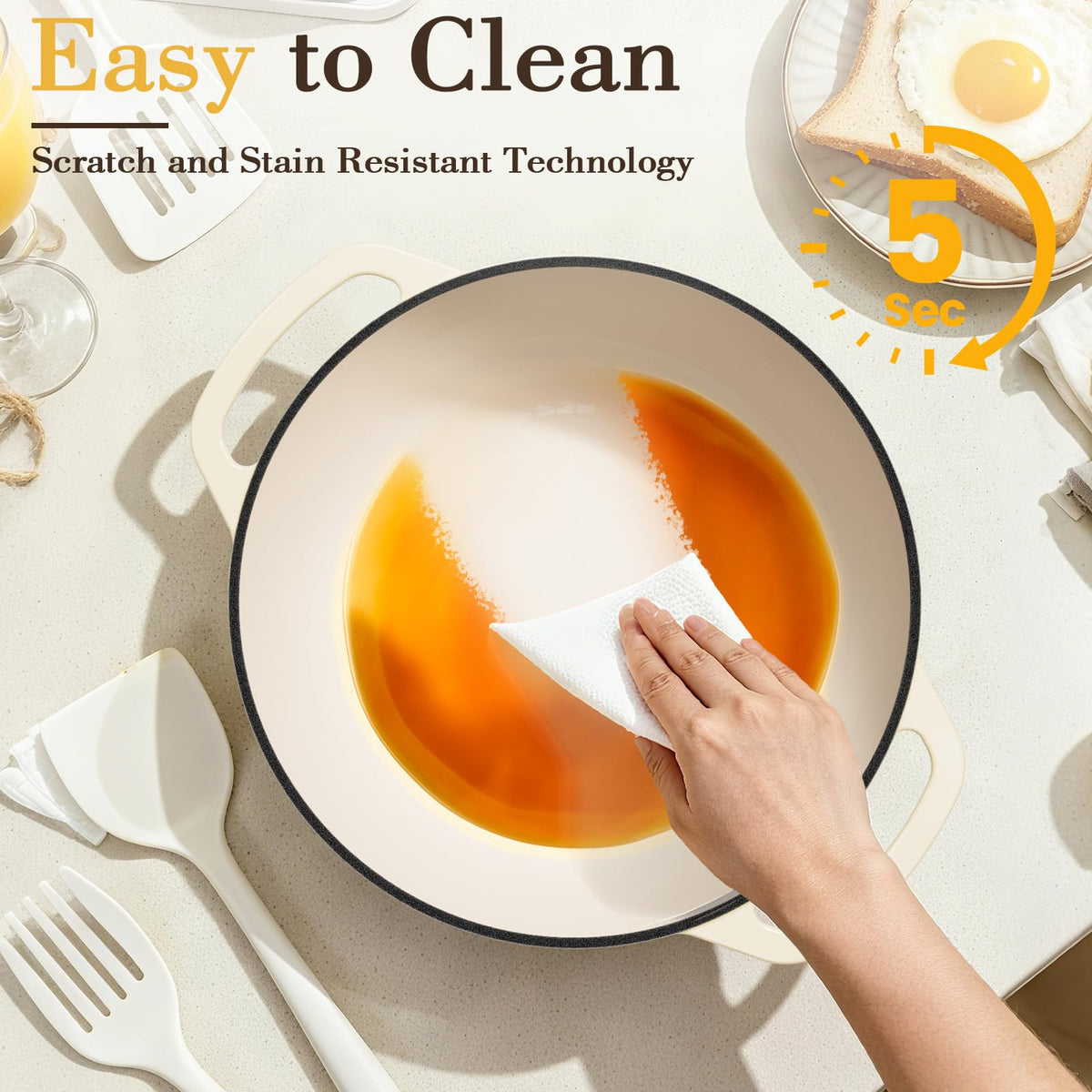 Umite Chef enamel resists stains for quick cleanup after meals