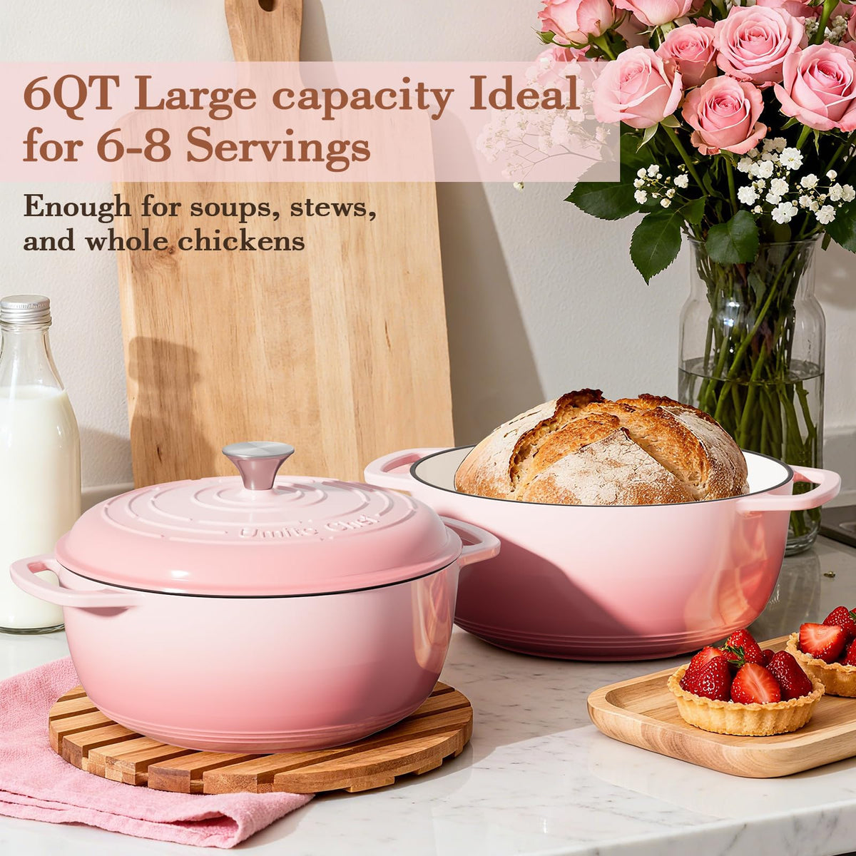 Umite Chef 6QT capacity suits family meals and gatherings.