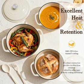 Umite Chef 6QT Dutch oven provides even heating for consistent searing