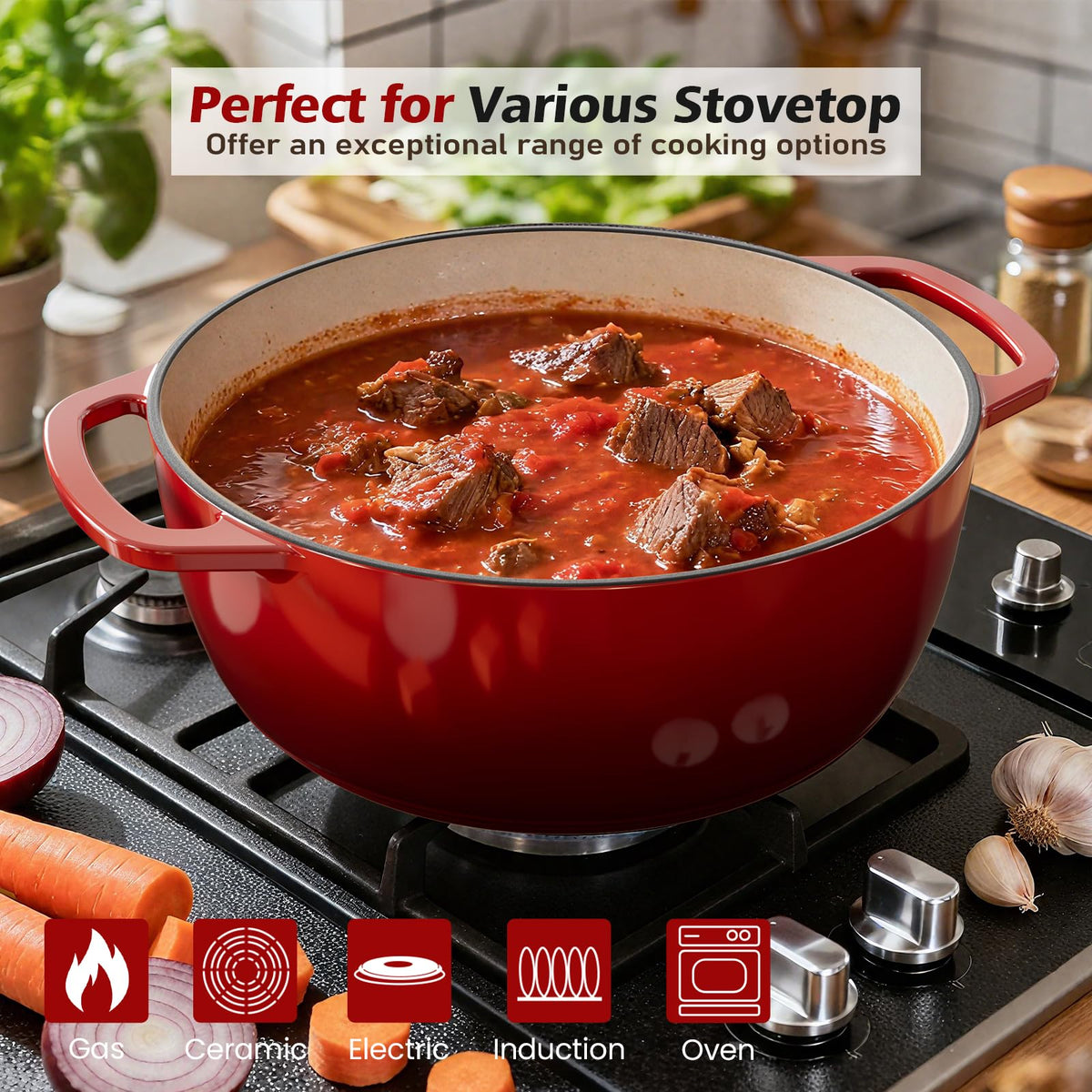 Umite Chef 6QT with lid on highlights tight seal for moisture retention
