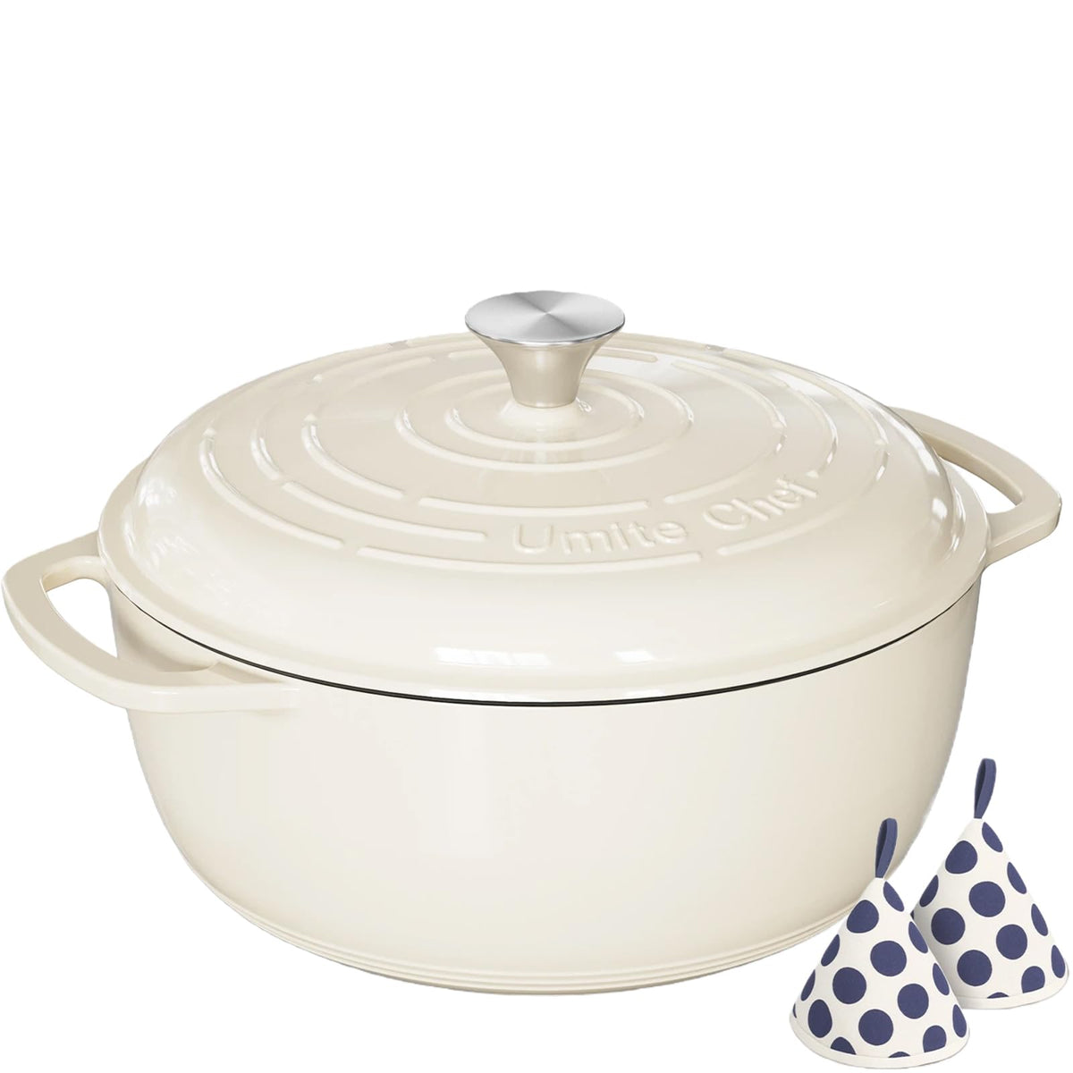Umite Chef 6QT enamelled Dutch oven lid seals moisture for flavorful braises