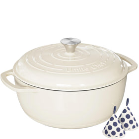 Umite Chef 6QT enamelled Dutch oven lid seals moisture for flavorful braises