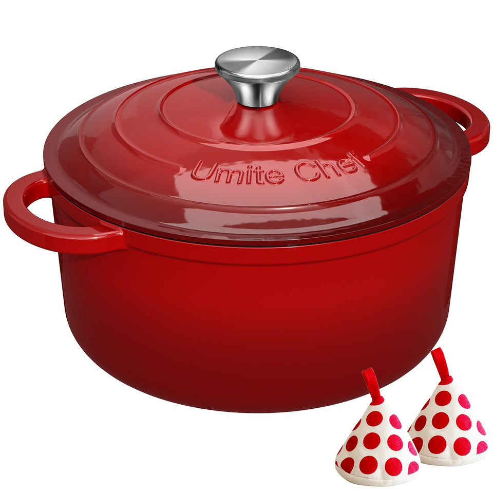 Umite Chef 7QT Dutch oven lid seal close enhances moisture retention and tender results.